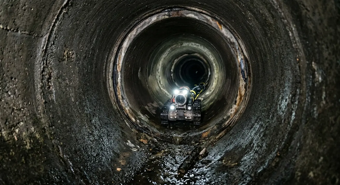 Robotic sewer camera inspecting pipe interior for Sewer Line Repair in Seward